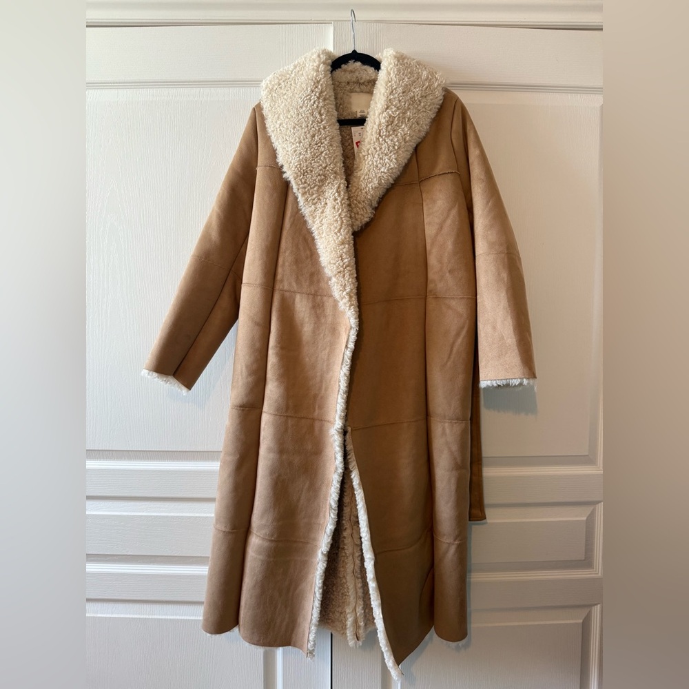H&M Tan Teddy Jacket with Shearling Lining